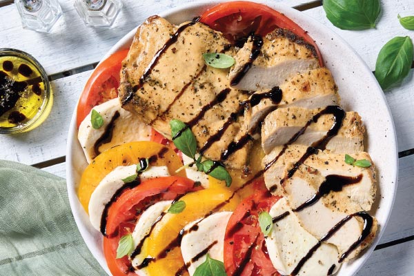 Caprese Salad with Garlic & Herb Chicken